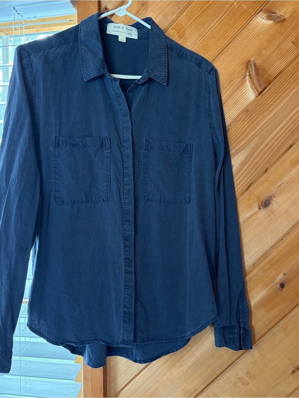cloth & stone Dark Navy Button-Front Casual Shirt